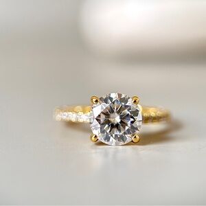 2ct S925 Moissanite Ring Hidden Halo Engagement Ring Sterling Silver 14k Plated